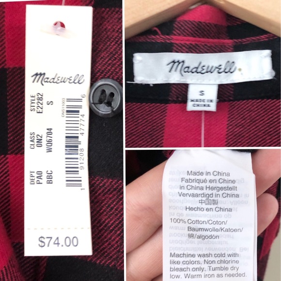 NWT Madewell Flannel Courier Shirt Buffalo Check - Picture 9 of 11